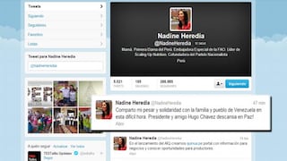 Nadine: "¡Presidente y amigo Hugo Chávez descansa en Paz!"