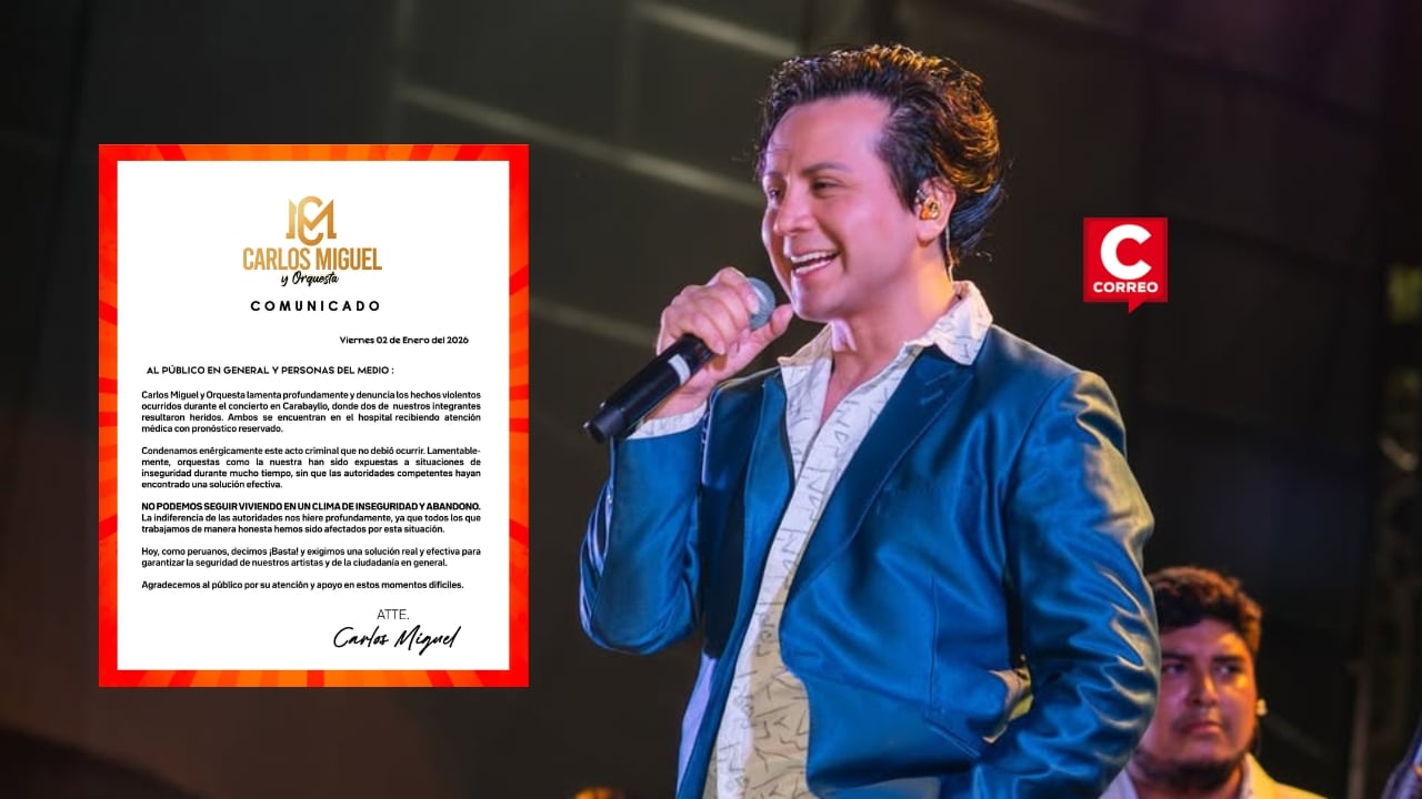 ‘Carlos Miguel y Orquesta’ tras ataque armado en Carabayllo: “No podemos vivir en inseguridad y abandono”. Composición: Diario Correo.