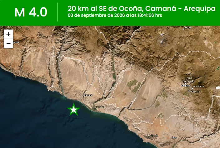 En la región Arequipa se registraron 93 sismos durante el 2026