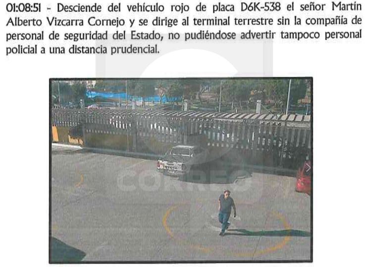 Las imágenes evaluadas por la Fiscalía, el 4 de junio último, evidencian que el expresidente no estaba acompañado de la seguridad policial del Estado en su condición de expresidente. (Correo)