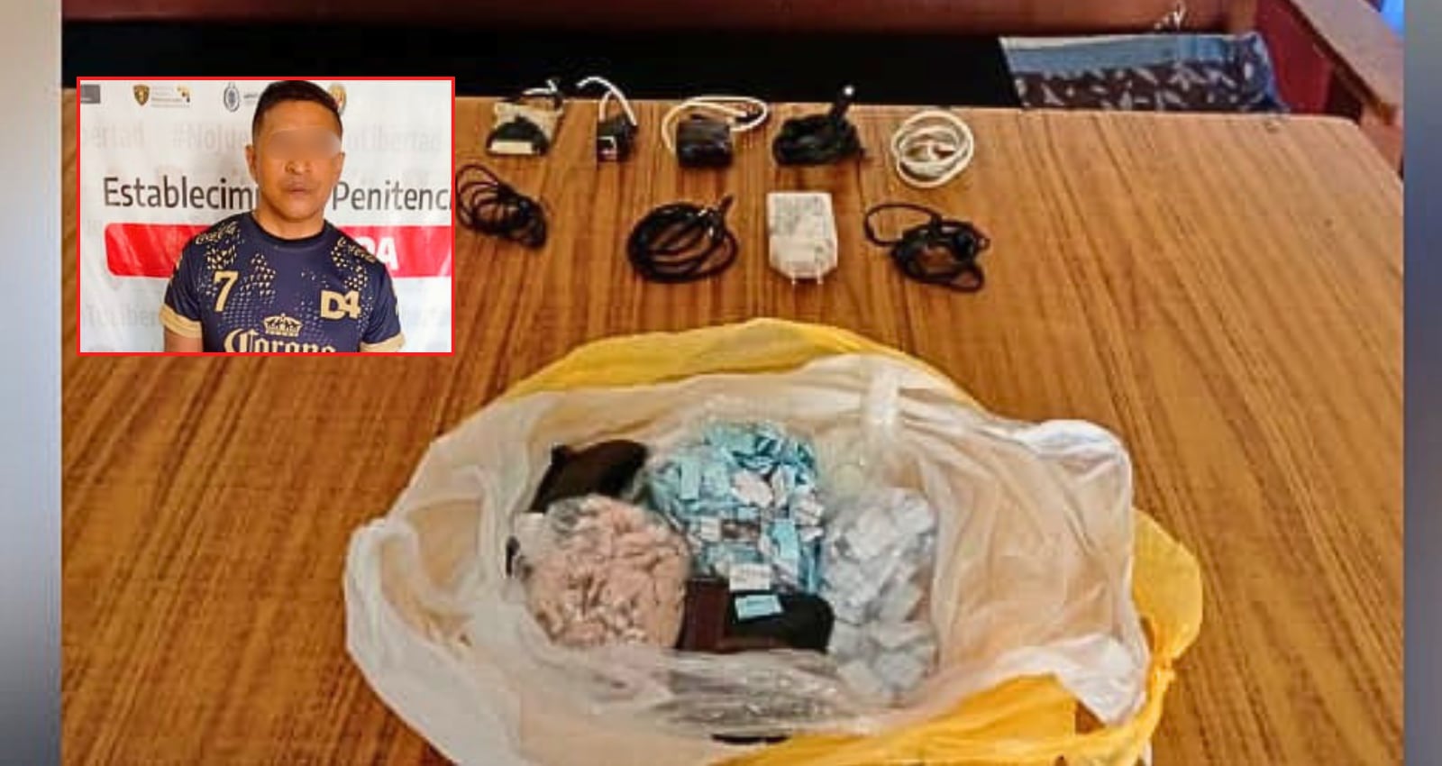 Interno es intervenido con cuatro celulares ocultos en una media, en el penal de Socabaya. Foto: INPE.