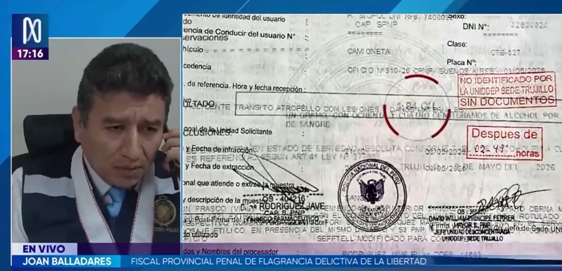 El Ministerio Público indicó que el delito imputado no supera el mínimo legal requerido para solicitar internamiento preventivo y confirmó que el caso seguirá por proceso inmediato. FOTO: CAPTURA CANAL N