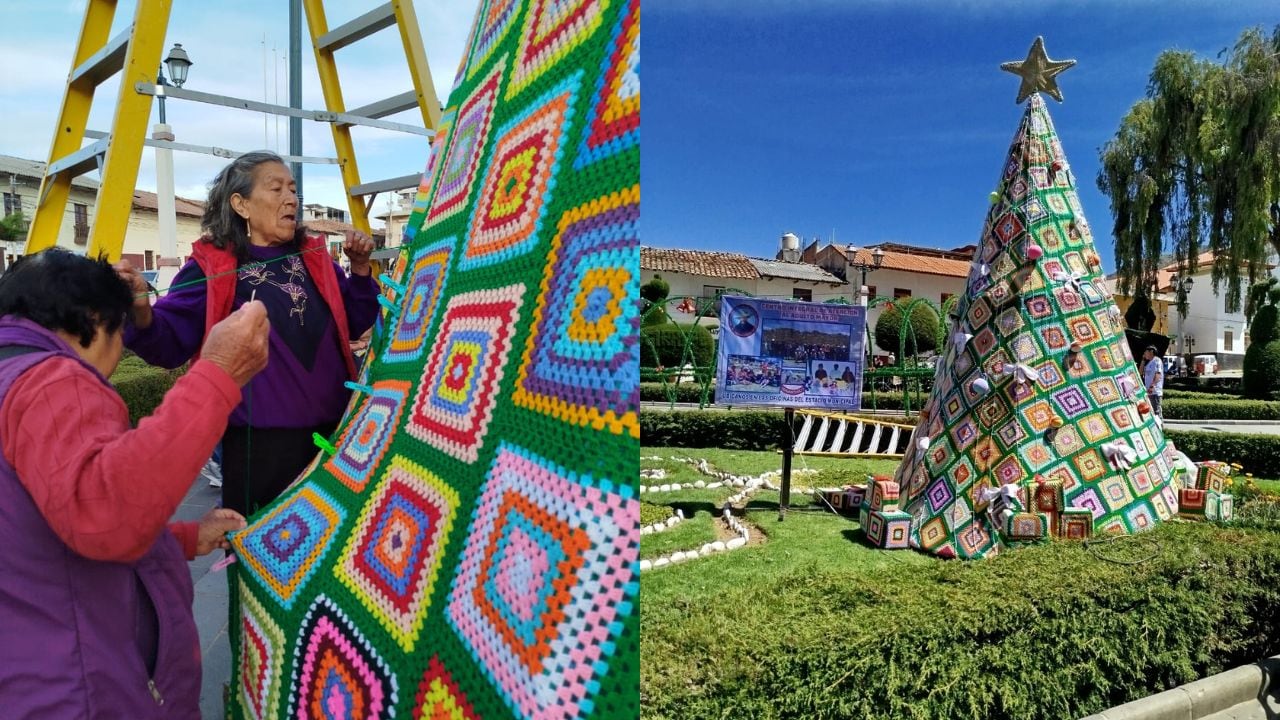 Árbol se luce en la Plaza de Armas de Huamachuco. (Foto: Municipalidad Provincial Sánchez Carrión)
