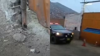 SJL: explosivo causa daños en portón de empresa Cinco Estrellas en Jicamarca