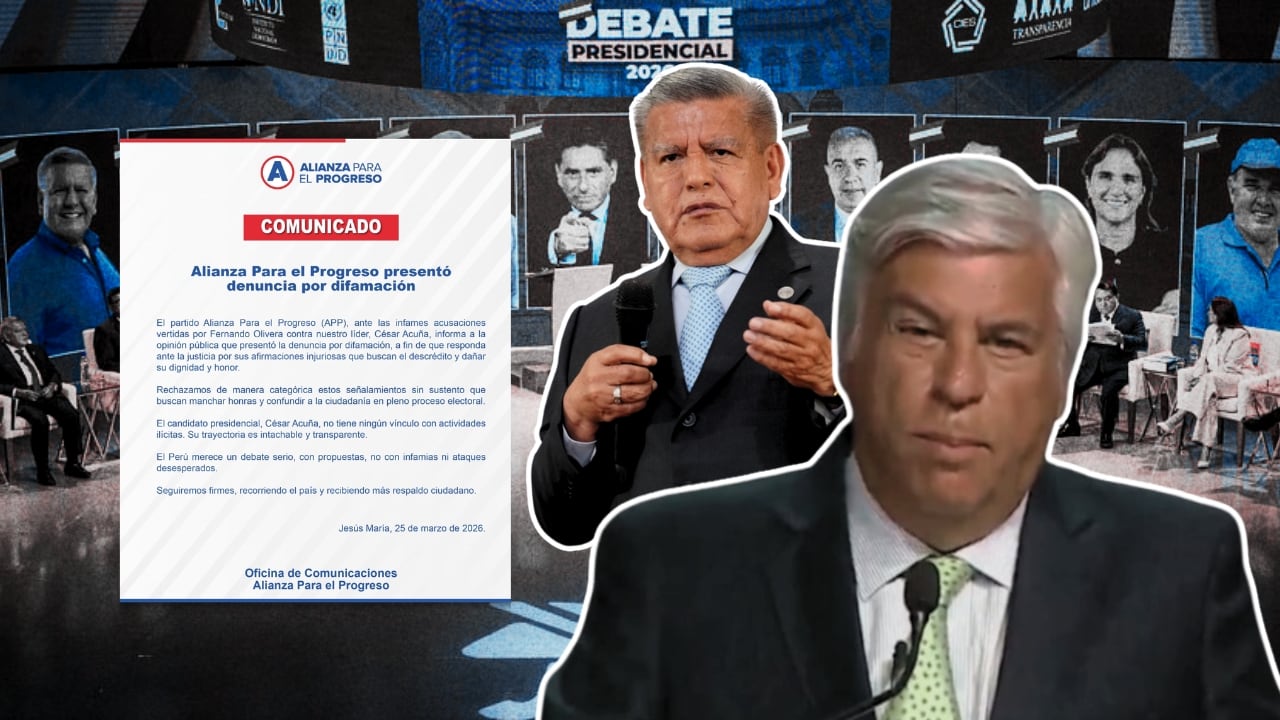 APP formaliza denuncia contra Fernando Olivera tras lanzar acusaciones a César Acuña durante debate. Composición: Diario Correo.