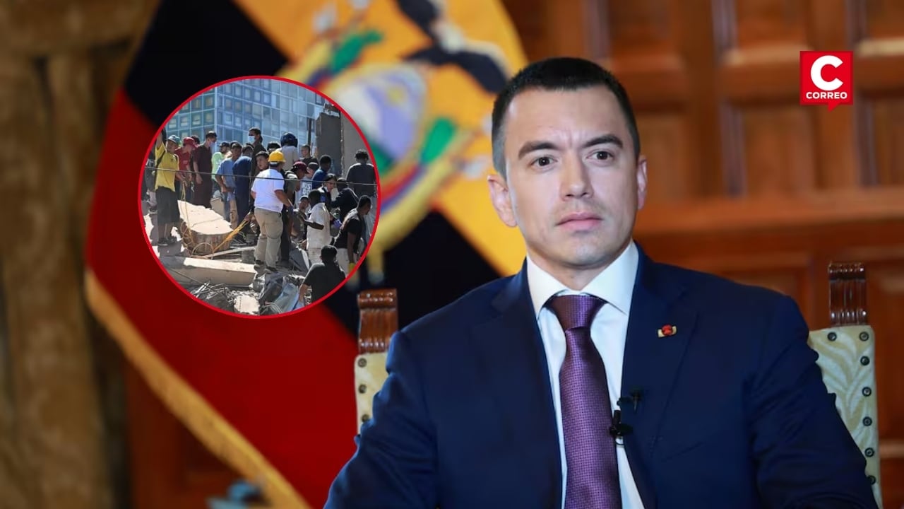 Daniel Noboa ofrece 47 rescatistas y perros entrenados a Colombia tras terremoto de 7,4. Composición: Diario Correo.