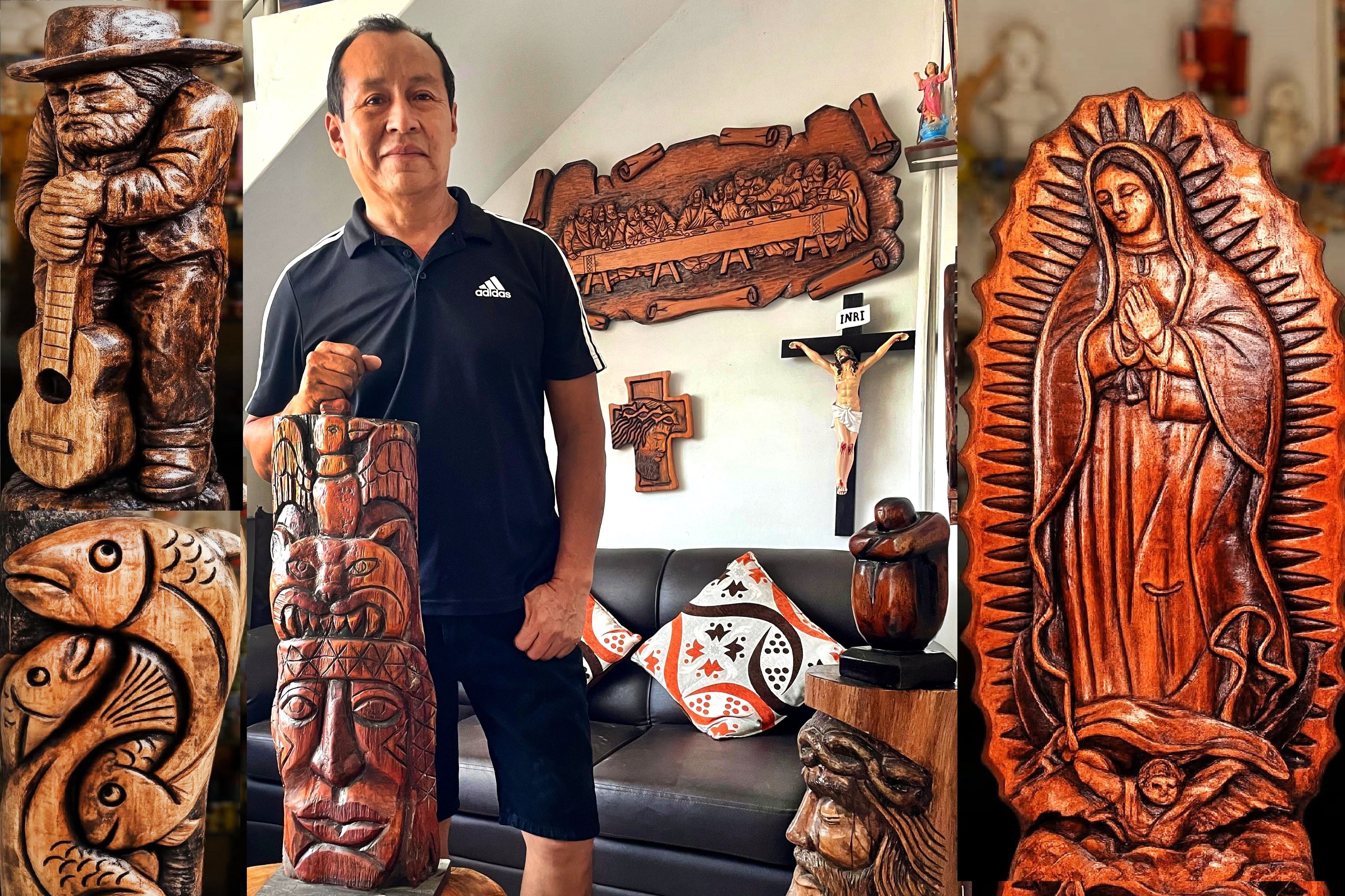 Elmer Sosa, es considerado el “maestro del tallado”, triunfa en el arte de la escultura.