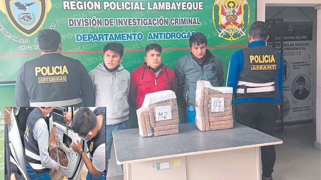 Lambayeque: Arrestan a tres jóvenes con 25 kilos de droga 