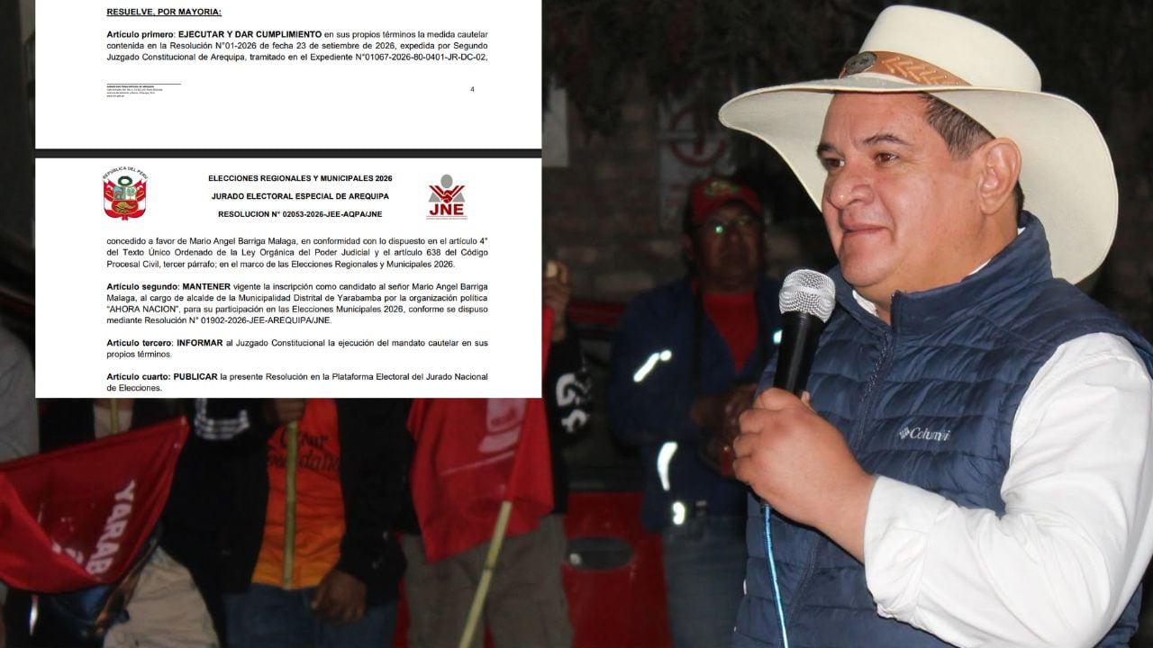 Arequipa: JEE acata orden judicial y mantienen a Mario Barriga como candidato en Yarabamba