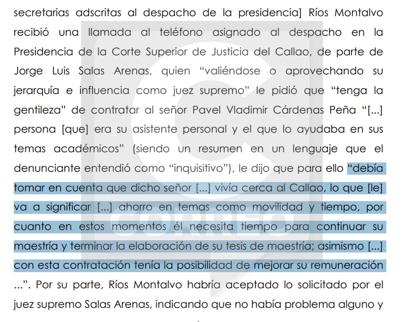Salas Arenas es sindicado de presunta instigación al delito de negociación incompatible o aprovechamiento indebido del cargo. (Correo)
