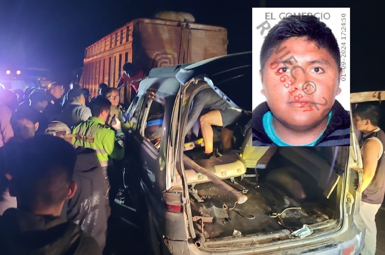 Ingeniero murió en el acto, otros cuatro heridos graves. El chofer del camión dijo en su defensa que se le reventó la llanta y por ello lo dejó estacionado y acudió a Chiclayo a comprar.