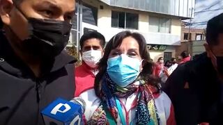 Candidata a vicepresidencia por Perú Libre, Dina Boluarte, llega a Huancayo