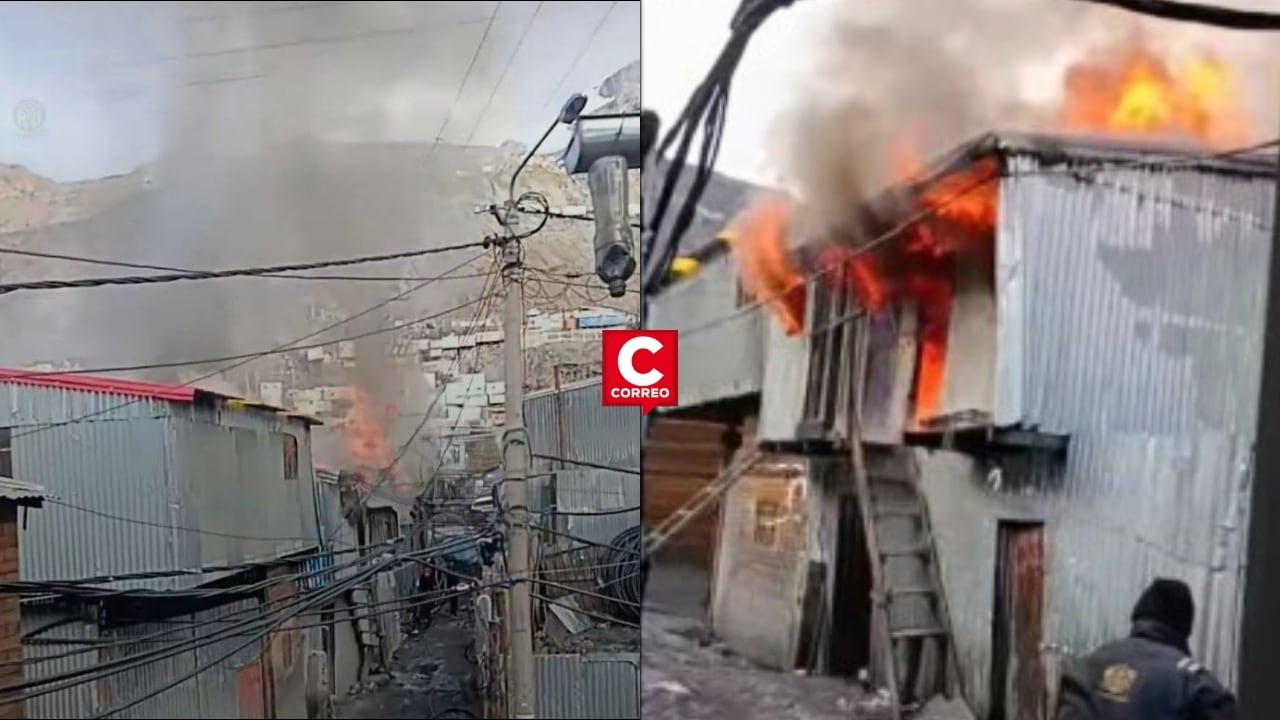 Puno: incendio arrasa 10 casas construidas con calaminas en Cerro Lunar. Composición: Diario Correo.