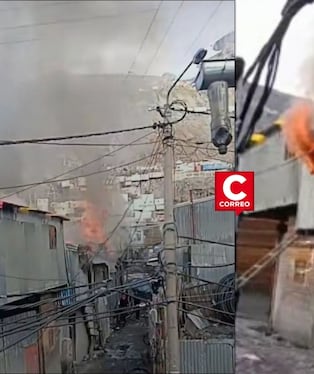 Puno: incendio arrasa 10 casas construidas con calaminas en Cerro Lunar. Composición: Diario Correo.