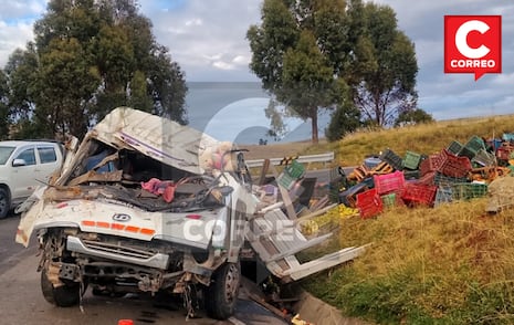 Conductor pestañea y vuelca camión cargado de frutas en Carretera Central