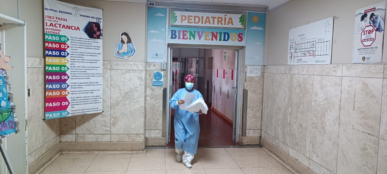 Área de pediatría del hospital Honorio Delgado Espinoza con más pacientes. Foto: GEC.