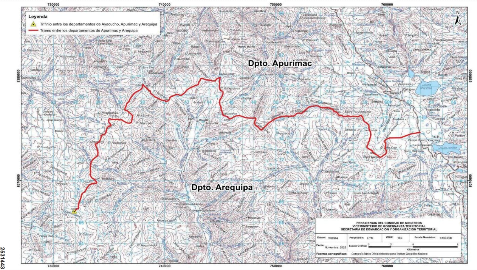 Representación cartográfica del límite entre los departamentos de Apurímac y Arequipa. Foto: Diario El Peruano.