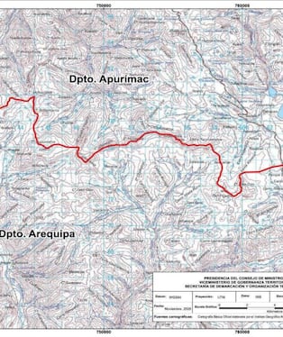 Representación cartográfica del límite entre los departamentos de Apurímac y Arequipa. Foto: Diario El Peruano.