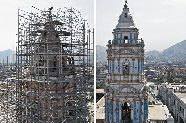La torre tiene 50 m de altura. Hoy luce los mismos colores que hace 250 años.
