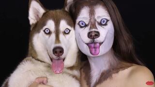 Modelo se transforma en perro raza Siberano Husky con maquillaje (VIDEO)