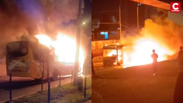 Bus de la Línea 41 se incendia con pasajeros a bordo en Los Olivos 