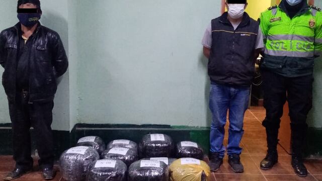 PNP interviene a dos sujetos que transportaban más de 30 kilos de marihuana en Huánuco