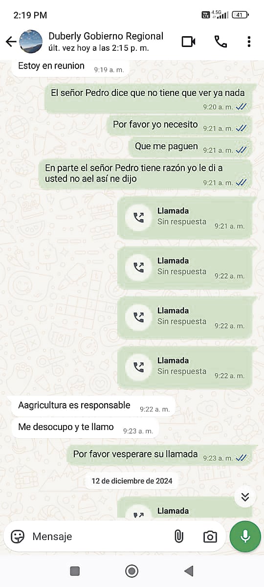 Chats dejan mal parada a Gerencia de Agricultura. Foto: GEC.