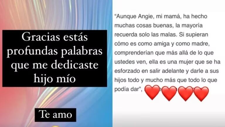 Mensaje del hijo de Angie Jibaja.