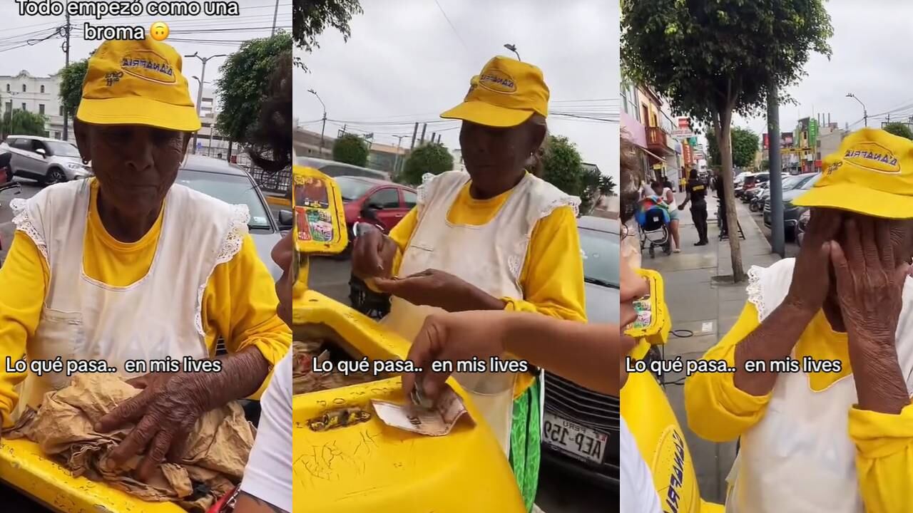 El tiktoker sorprendió a la mujer de avanzada edad. (Foto: composición EC)