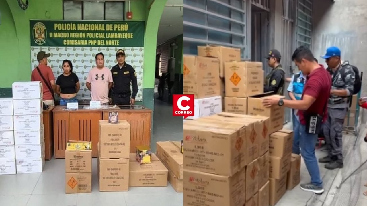Lambayeque: incautan más de una tonelada de pirotécnicos en pleno centro comercial de Chiclayo. Composición: Diario Correo.