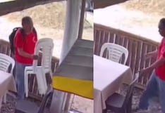 Trujillo: Captan a hombre robando cuatro sillas de una cevichería en El Milagro