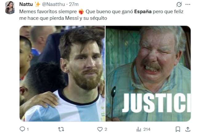 Los ‘mejores memes’ tras la victoria de España frente a Argentina.