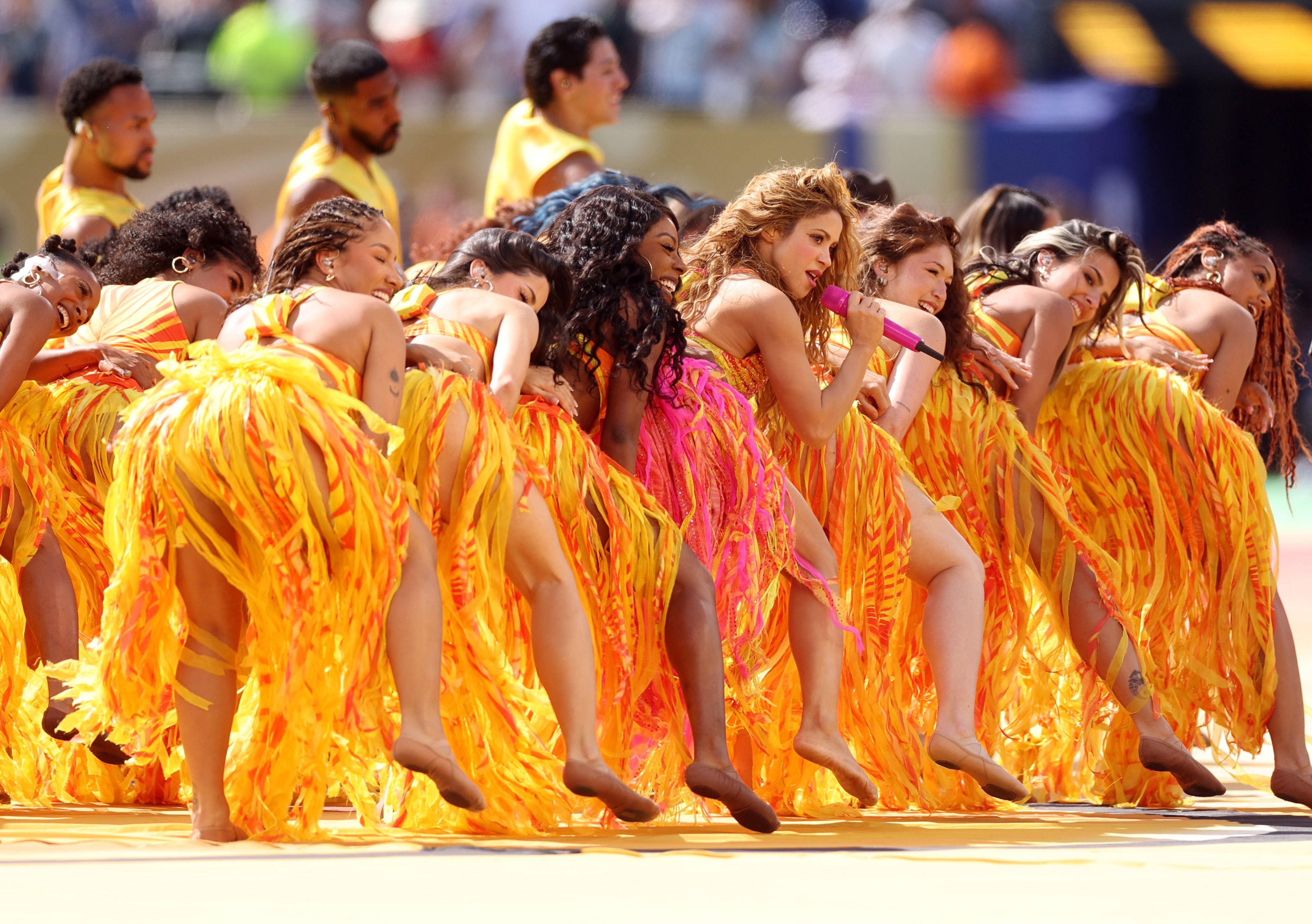 Shakira cantó en el show de medio tiempo el tema 'Dai Dai', la canción del Mundial 2026. Foto: Lars Baron / GETTY IMAGES NORTH AMERICA / Getty Images via AFP