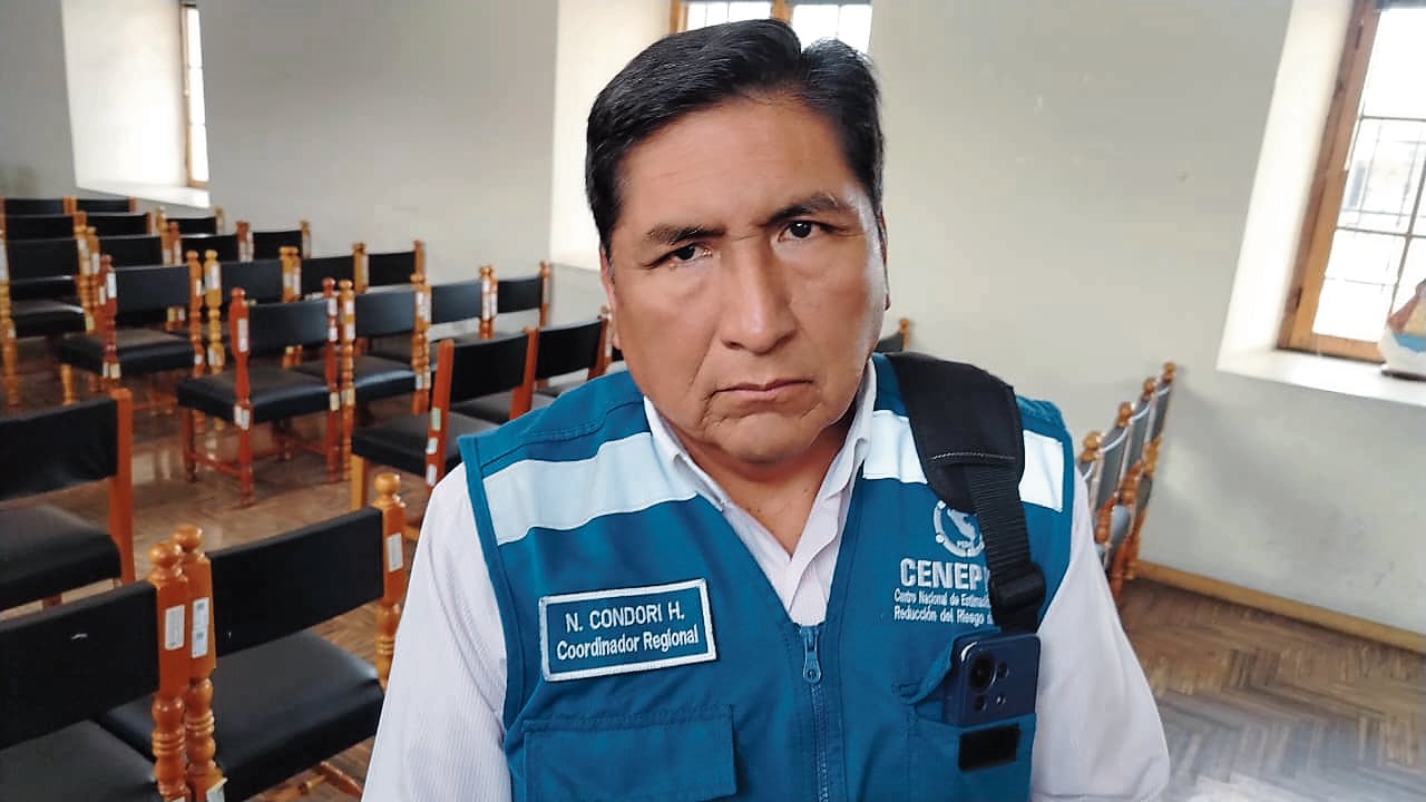 Nelson Condori, coordinador regional de Cenepred (Centro Nacional de Estimación, Prevención y Reducción del Riesgo de Desastres). (Foto: Álvaro Figueroa/@photo.gec)