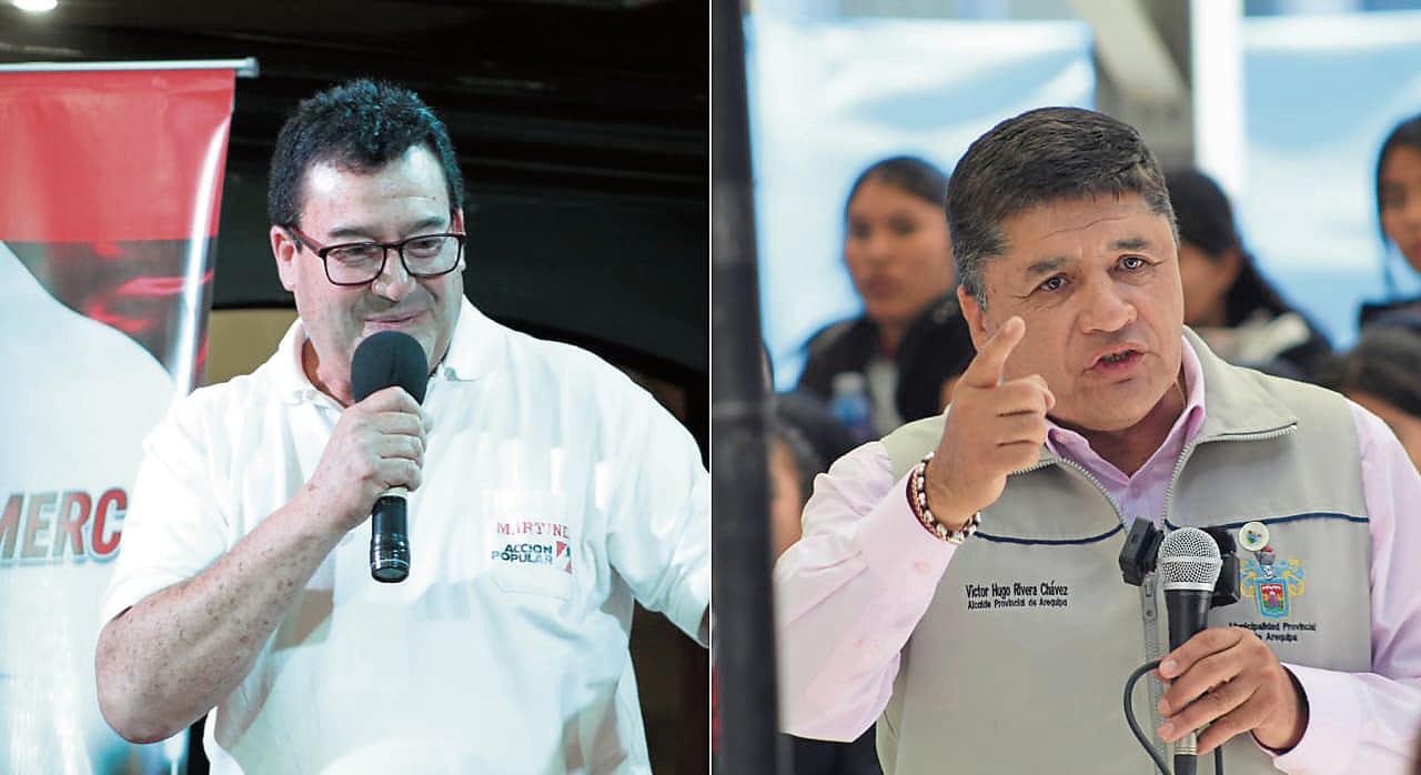 Congresista Edwin Martínez lleva a su hermana y exalcalde de Arequipa, Víctor Hugo Rivera, a sus extrabajadores. (Foto: Álvaro Figueroa/@photo.gec)