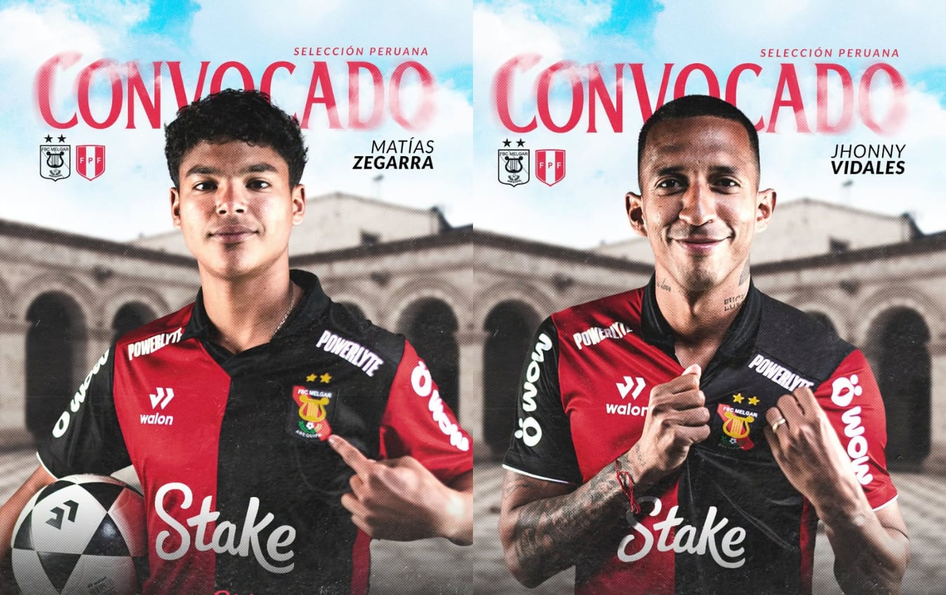 Los rojinegros, Matías Zegarra y Jhonny Vidales, fueron convocados a la Selección Peruana de Fútbol. Foto: FBC Melgar.
