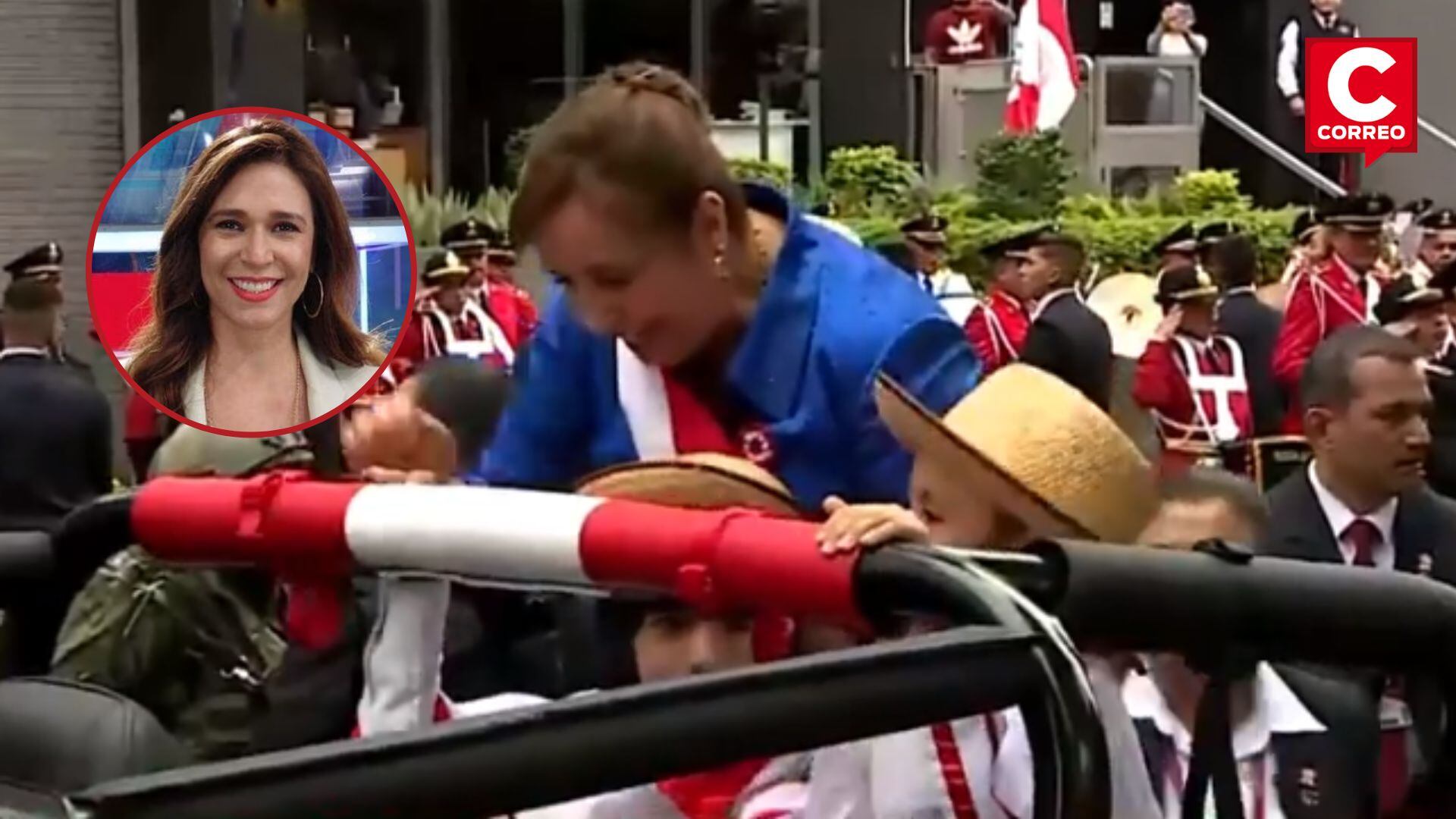 Dina Boluarte se toma fotos con niños. Foto: Composición Correo