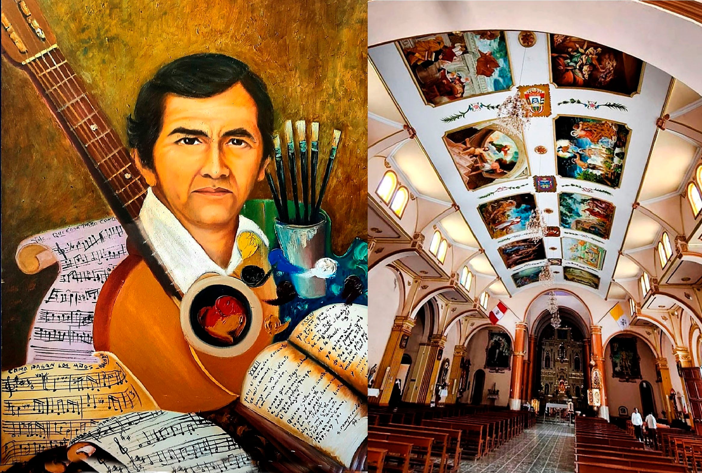 “Hijo predilecto e Ilustre de Catacaos”, también estuvo presente en la pintura de la iglesia.