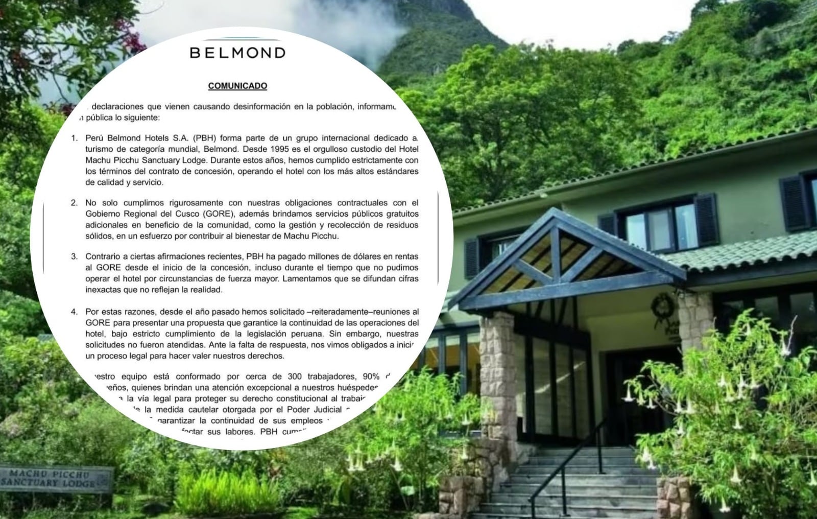 Empresa regenta el único hotel en el santuario histórico peruano, pero ya se le acaba su tiempo de concesión de uso.