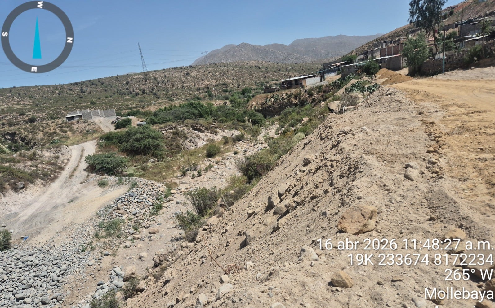 Delimitación de de 12.24 kilómetros de faja marginal de la quebrada Honda, distrito de Mollebaya. Foto: ANA.