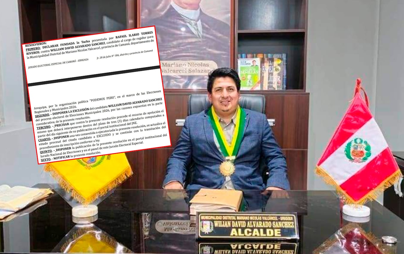 Actual alcalde de Mariano Nicolás Valcárcel (provincia de Camaná) busca continuar en el poder y postula como primer regidor en estas elecciones. Foto: Composición GEC.