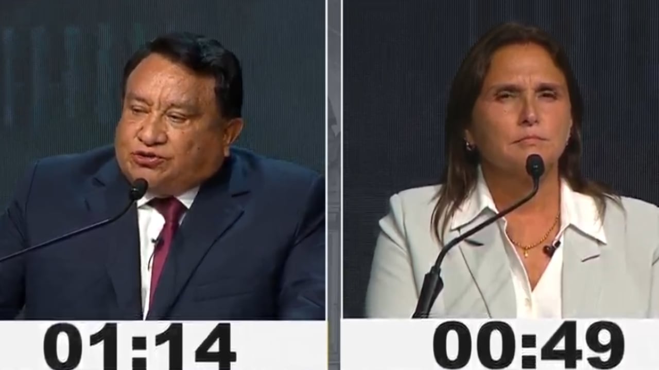 La candidata María Soledad Pérez Tello cuestionó el respaldo de José Luna a normas vinculadas al crimen organizado, mientras el postulante de Podemos Perú rechazó las acusaciones. (Captura de JNE)