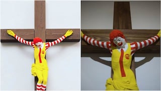 Estatua del payaso de McDonald's crucificado crea polémica en Israel (VIDEO y FOTOS)