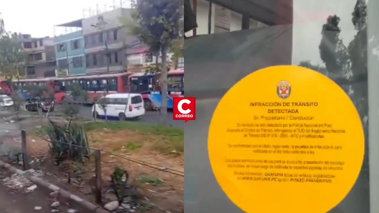 SMP: Policía frena protesta de ‘El Rápido’ rumbo al Congreso tras asesinato de conductor. Composición: Diario Correo.