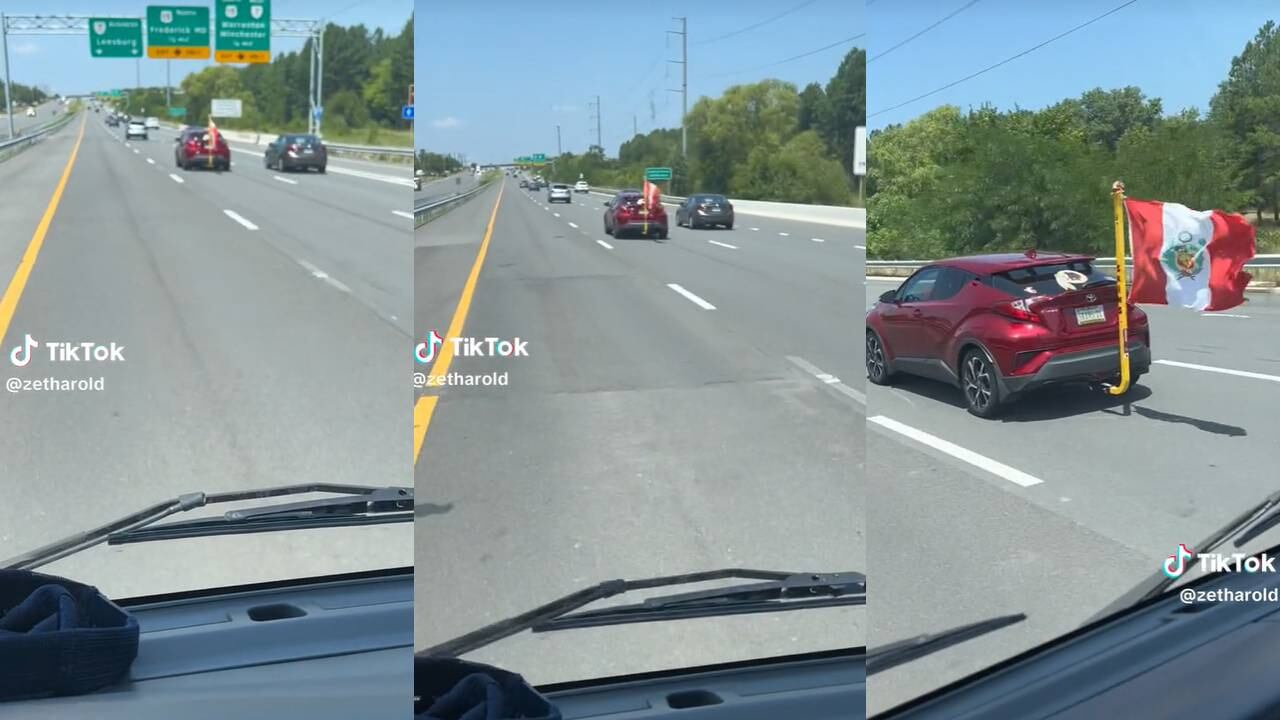 Auto con bandera peruana es captado en EEUU. (Foto: composición EC)