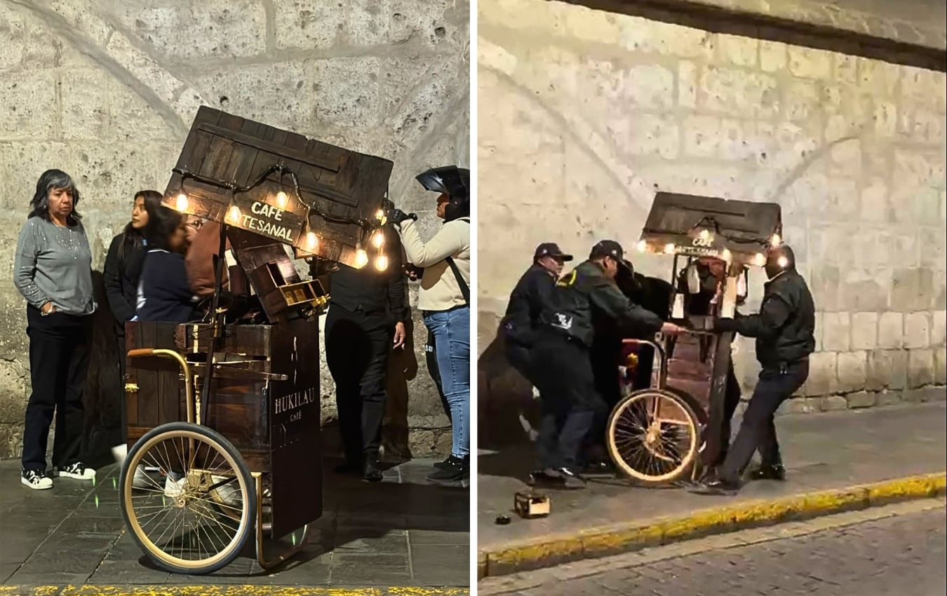 intervienen a joven que vendía café en el Cercado de Arequipa. Foto: Captura de video.