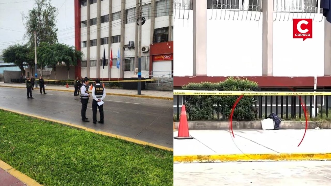 Callao: UDEX interviene Corte Superior de Justicia tras hallazgo de presunta granada en el frontis de la sede. Composición: Diario Correo.
