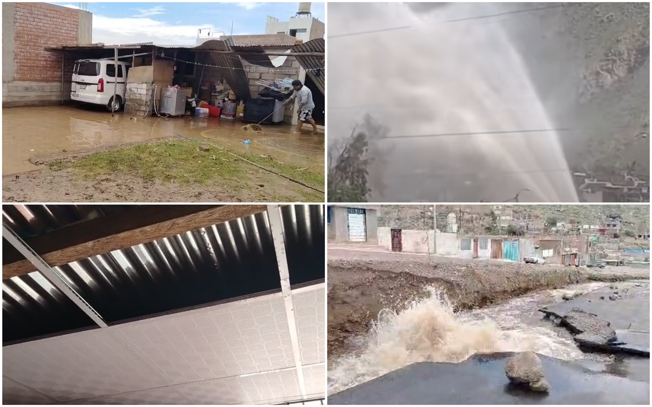 Rotura de tubería matriz inunda viviendas y deja sin agua a miles en Cerro Colorado (Foto: Composición GEC)