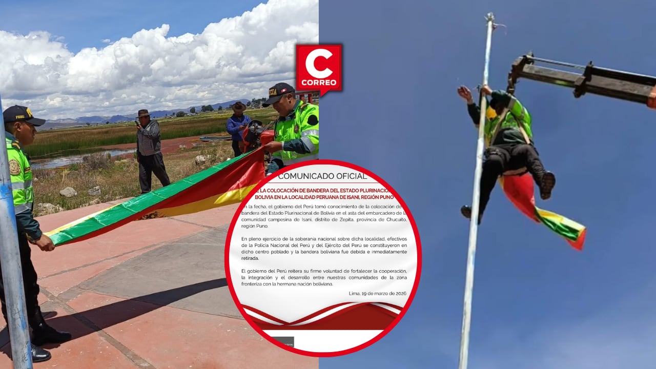Cancillería informó que el emblema fue retirado tras la intervención de la Policía y el Ejército en esta zona de Puno.
