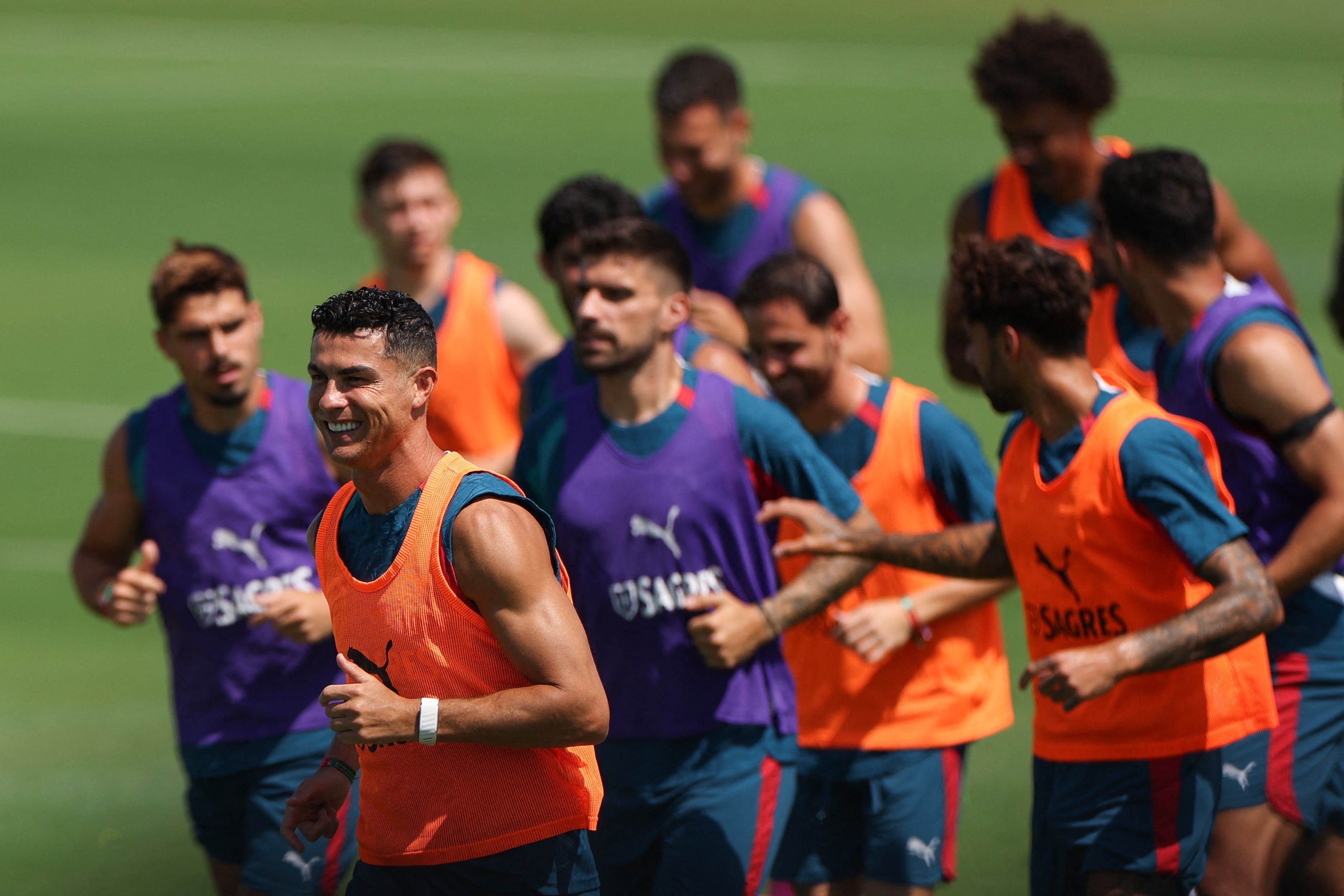 Portugal's forward #07 Cristiano Ronaldo takes part in a training session at Gardens North County District Park in Palm Beach Gardens, on June 20, 2026, during the 2026 World Cup football tournament. (Photo by Patricia DE MELO MOREIRA / AFP)